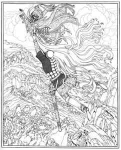 Flucht von Chernomor und Ruslan. Illustration zum Gedicht Ruslan und Ljudmila von A. Puschkin, 1918