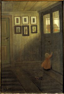 Das Mädchen an der Tür. Innenansicht des Hauses des Künstlers in Älvängen von Ivar Axel Henrick Arosenius