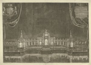 Illumination des Theaters in Den Haag für den Frieden von Aachen, 1749 von Iven Besoet