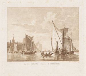 Segelschiffe und ein Boot vor Dordrecht von Izaak Jansz. de Wit