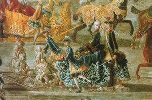 Die kaiserliche Schlittenfahrt anlässlich der Hochzeit von Kaiser Joseph II. von Österreich mit seiner zweiten Frau Maria Josepha von Bayern: Detail eines Schlittens