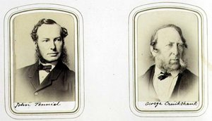 Porträts von Sir John Tenniel (1820-1914) und George Cruikshank (1792-1878) ca. 1860 von J.C. Watkins