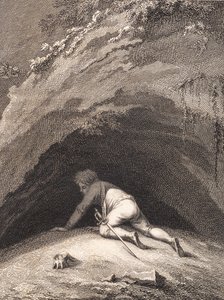 Der geschlagene Niels Klim kriecht in die Höhle