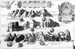 Die Insel St. Helena, Illustration aus Linschotens Itinerario, 1596 von J.H. van Linschoten