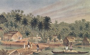 Dorf Ngaloa, Kandan, Fidschi, aus At Anchor von J.J. Wild