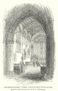 Shakespeares Grab, Stratford-upon-Avon (Gravur) von J.L. (after) Williams