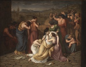 Andromache in Verzweiflung beim Anblick von Hektors Leiche von J.L. Lund