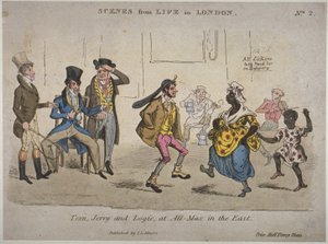 Figuren trinken und tanzen im Coach and Horses in der Nightingale Lane, Illustration aus 