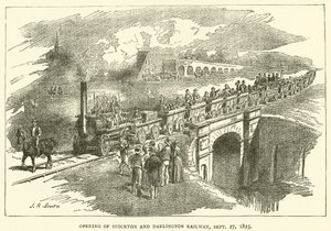 Eröffnung der Stockton und Darlington Eisenbahn, 27. September 1825 von J.R. Brown