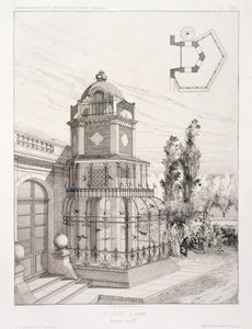 Vogelkäfig für Singvögel, aus einem Band von Entwürfen verschiedener Architekten, veröffentlicht von Morel & Cie, Paris, ca. 1880