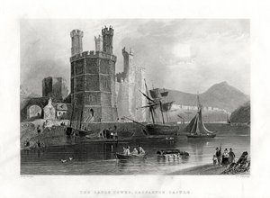 Der Adler-Turm, Carnarvon Castle, Caernarfon, Nordwales, 1860 von J. C. Armytage