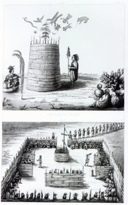 Die Hütte des Propheten und Medawisos aus einem Buch von Henry Schoolcraft (1793-1864)