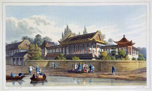 Sommerpalast des Kaisers, gegenüber der Stadt Tien-Sing, China, 1817 von J Clark