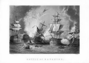 Die Seeschlacht von Navarino, 20. Oktober 1827, 1893 von J. Godfrey