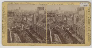 Blick nach Osten vom Gerichtsgebäude nach dem Chicagoer Brand von 1871
