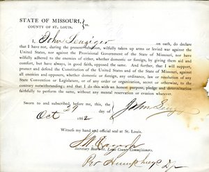 Treueeid von John Leuziger aus Missouri, County of St. Louis von J. Leuziger