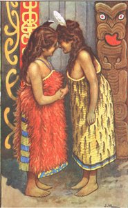 Maori-Mädchen, aus MacMillan Schulpostern, ca. 1950-60er von J. Macfarlane