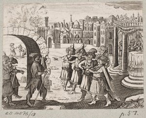 Illustration zu Adam Olearius, „Persianischer Rosenthal von einem sinnreichen Poeten Schich Saadi […]“, Schleswig 1660