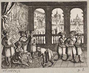 Illustration zu Adam Olearius, „Persianischer Rosenthal von einem Sinnreichen Poeten Schich Saadi“, Schleswig 1660