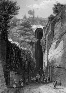 Die Grotte von Posillipo bei Neapel, Italien, 19. Jahrhundert von J. Poppel