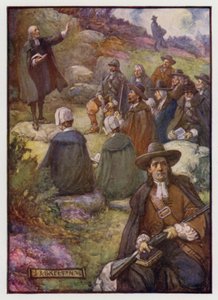 Bewaffnete Wachen während eines Treffens der schottischen Covenanters, 17. Jahrhundert