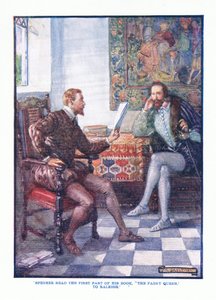 Spenser las den ersten Teil seines Buches Die Feenkönigin an Raleigh, aus Englische Literatur, veröffentlicht von T C & EC Jack, ca. 1920
