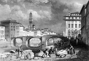 Die Ponte Santa Trinita, Florenz, Italien, 19. Jahrhundert