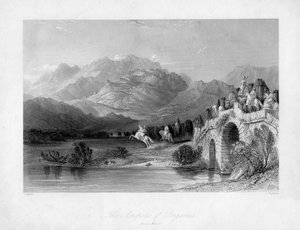 Die Akropolis von Pergamon, Bergama, Türkei, 19. Jahrhundert von J. Redaway