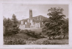 Südwestansicht von Fonthill Abbey, graviert von T. Higham, 1823 von J. after Rutter