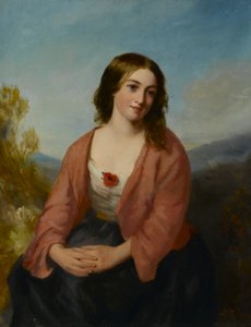 Junge Frau in einem rosa Kleid, Mitte des 19. Jahrhunderts von J. or H. Stannier