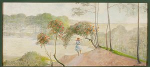 Landschaft mit Eberesche, linker Teil des Triptychons "Geh zu den Bächen" von Jacek Malczewski