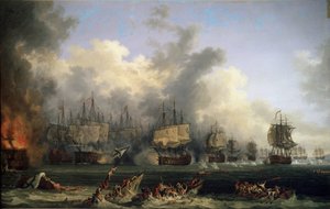 Die Seeschlacht von Tscheßme am 5. Juli 1770 von Jacob Philippe Hackert