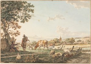 Pastorale Landschaft mit Dorf