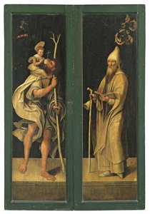 Der heilige Christophorus trägt das Christuskind und der heilige Antonius Abt, Außenseiten eines Altars