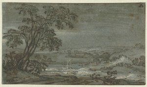 Hügelige Landschaft mit Flussbiegung von Jacob Colijn
