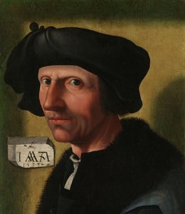 Porträt von Jacob Cornelisz van Oostsanen (ca. 1472/77-1528/33) von Jacob Cornelisz van Oostsanen (workshop of)