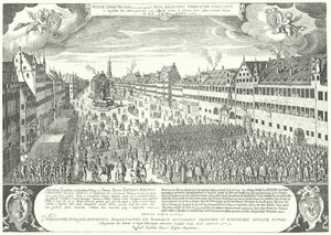 Die Stadt Augsburg huldigt Gustav II. Adolf von Schweden von Jacob Custodis