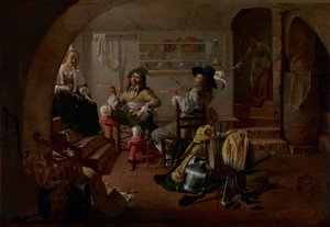 Innenraum mit Soldaten und Frauen, ca. 1650 von Jacob Duck