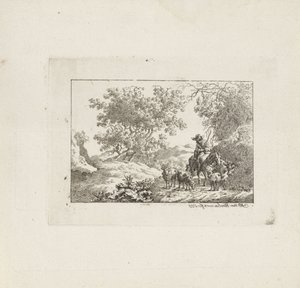 Hirte zu Pferd mit Herde