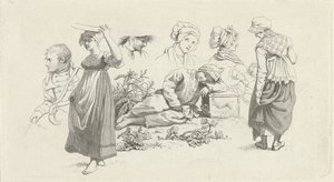 Studienblatt mit einem schlafenden Jungen und Figuren