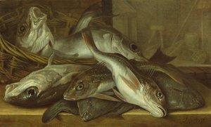 Stillleben mit Fischen von Jacob Gillig