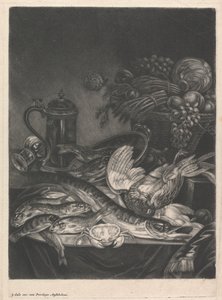 Stillleben mit Fisch und Geflügel