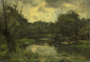 Landschaft mit Lastkahn
