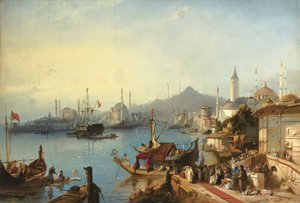 Die Ankunft von Sultan Abdülmecid an der Nusretiye-Moschee, 1842 von Jacob Jacobs