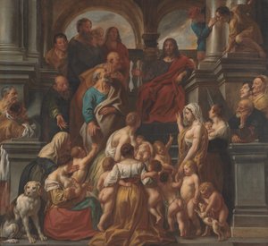 Christus segnet die kleinen Kinder. Lasset die Kinder zu mir kommen von Jacob Jordaens