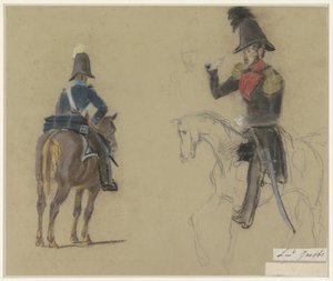 Porträt von Leutnant Jacobs, zu Pferd