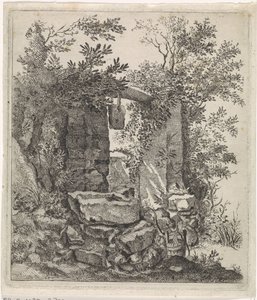 Verfallenes Steintor in einer Landschaft (Landschaften) von Jacob Lutma