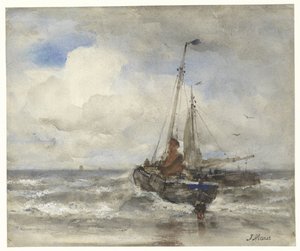 Zwei Fischerboote am Strand