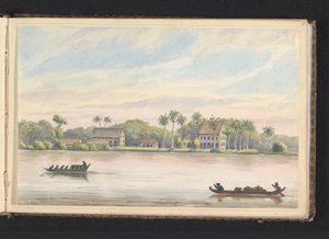 Ansicht der Kaffeeplantage Frederiksdorp am Commewijne-Fluss von Jacob Marius Adriaan Martini van Geffen