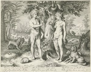 Adam und Eva im Paradies von Jacob Matham